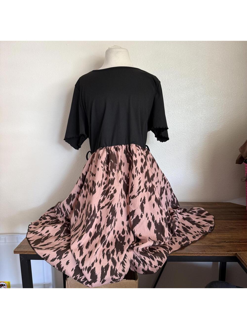 SHEIN Curve Black and Pink Animal Print Dress Size 2XL